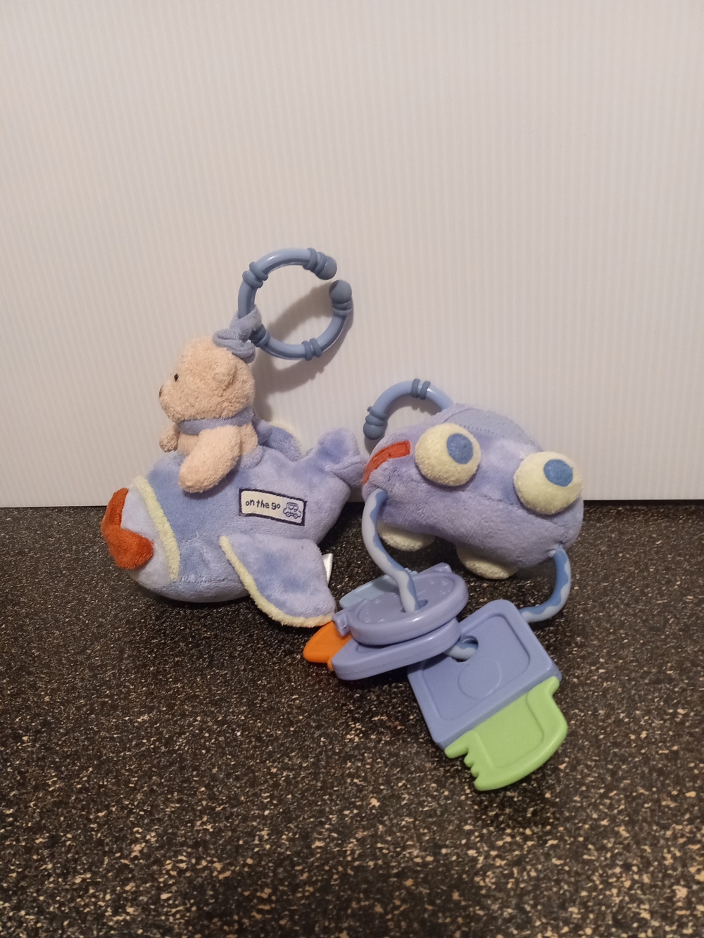 Carter's Infant Plush Blue Car And Airplane Stroller/Car Seat Toys, Vintage 2006